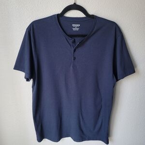 Bonobos Pima Performance Henley Short Sleeve Standard Fit Tee Medium Navy Blue